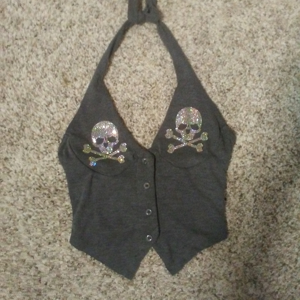 Rhinstone Skull vest tank